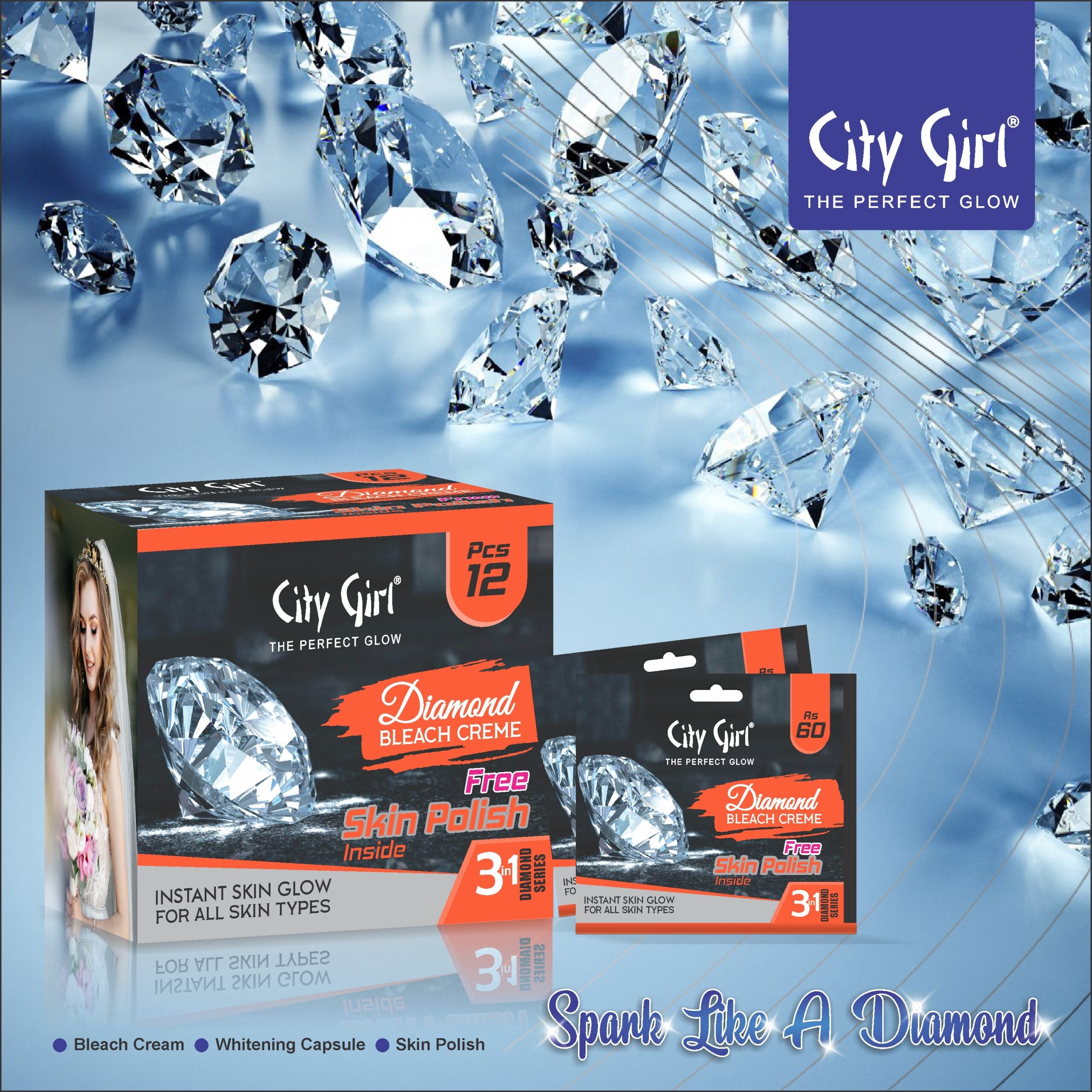 Diamond Bleach Sachet, City Girl, City Girl Diamond Bleach Cream, AY Cosmetics