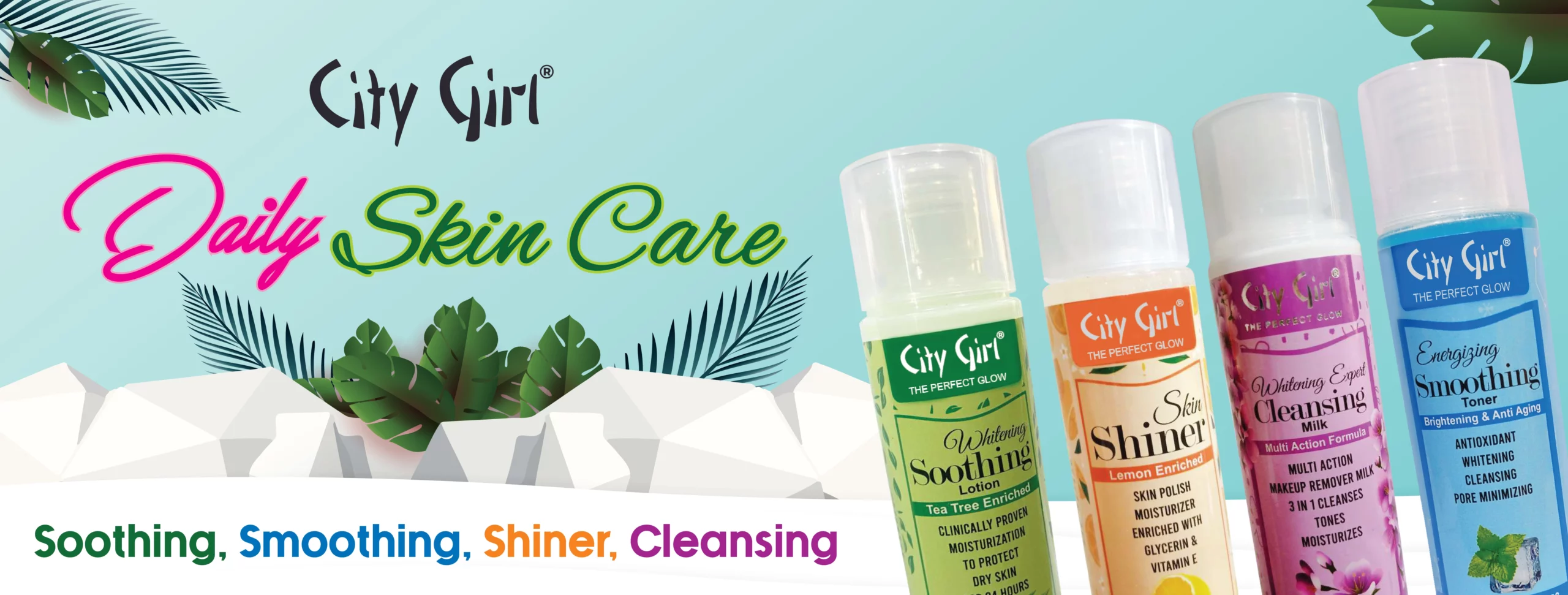 City Girl Soothing Lotion, Smoothing, Cleansing Milk, Face Shinner