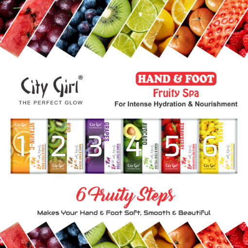 City Girl Hand & Foot Mani Pedi , 6 Steps Sachet Kit, Fruity Spa